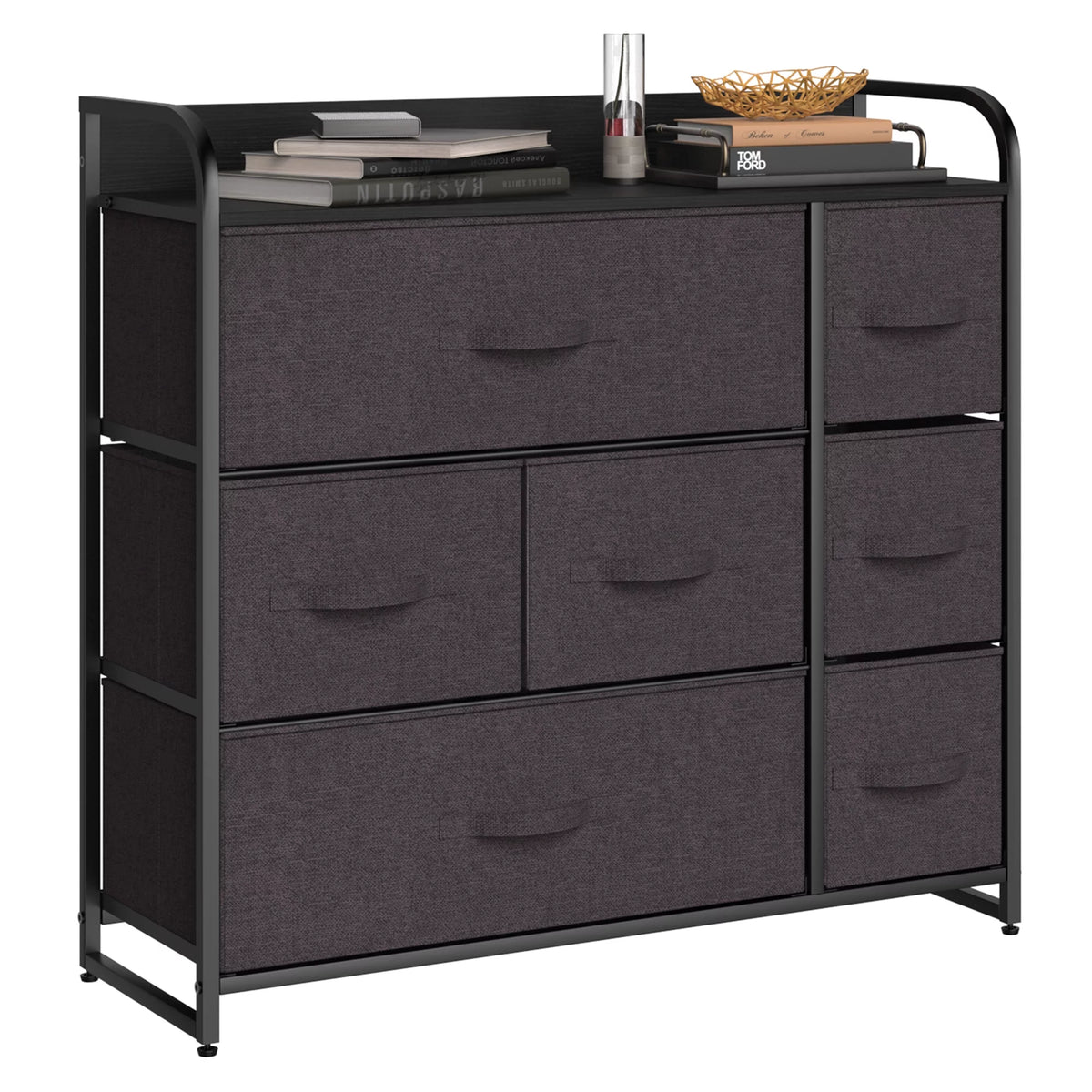 Light Gray 7 Drawer Fabric Dresser C165