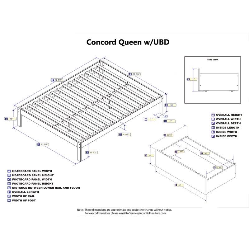 Queen Flat Panel Foot Board with 2 Bed Drawers Z1161