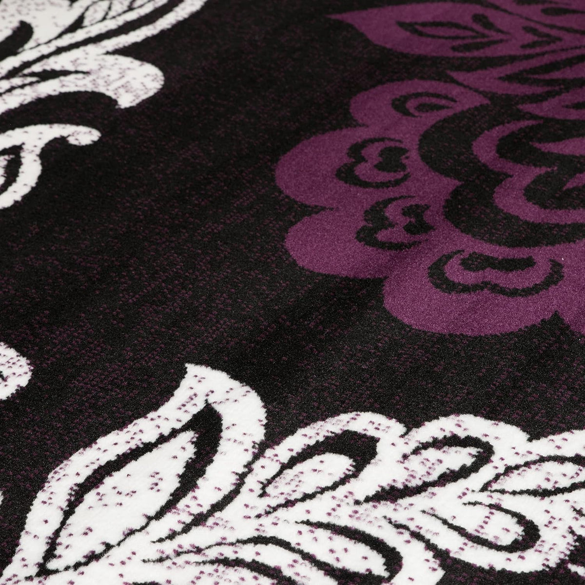 Plum Polypropylene Rug with Floral Pattern N707