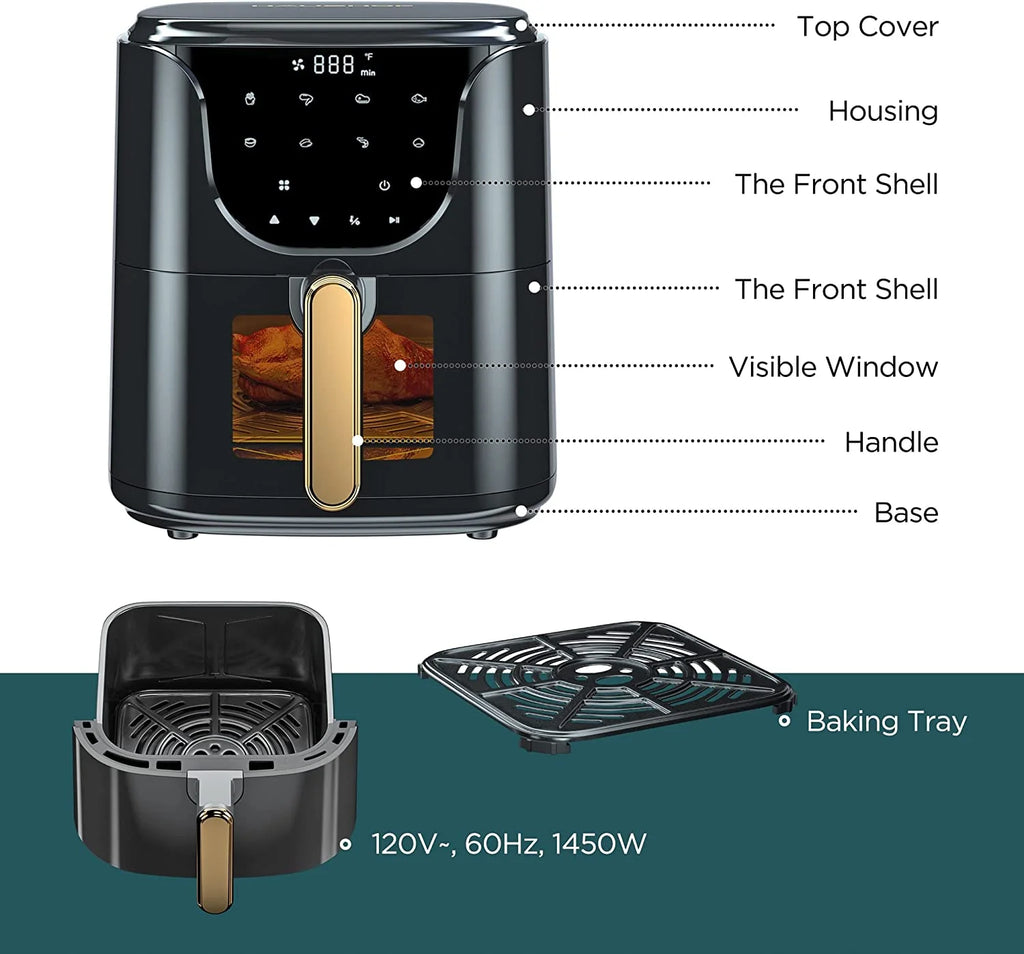 5.8QT Digital Air Fryer with Nonstick Tray, Black K6230