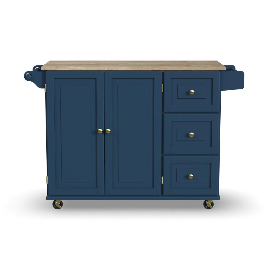 Blue Engineered Wood Kitchen Cart V7224