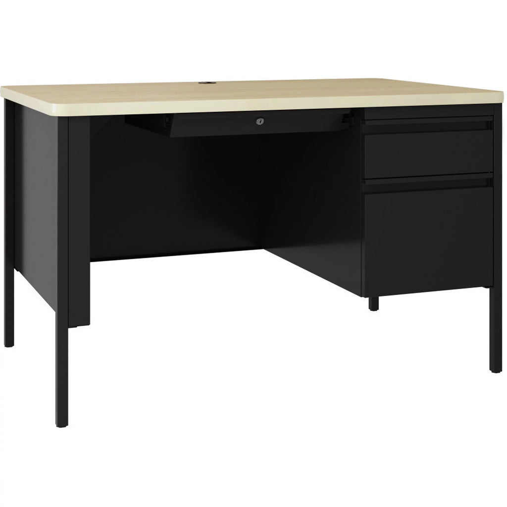 Black & Maple Single-Pedestal Desk N100