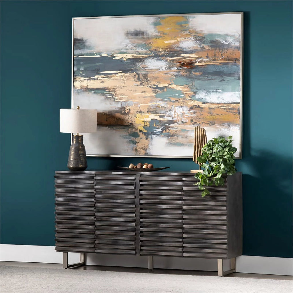 Mango Wood 4 Door Grey Sideboard W1501