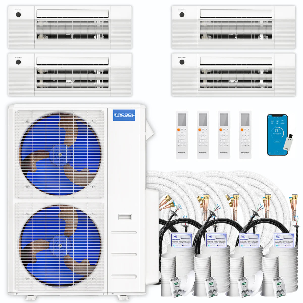 45,000 BTU 4 Zone Ceiling Cassette Ductless Air Conditioner and Heat Pump F96088