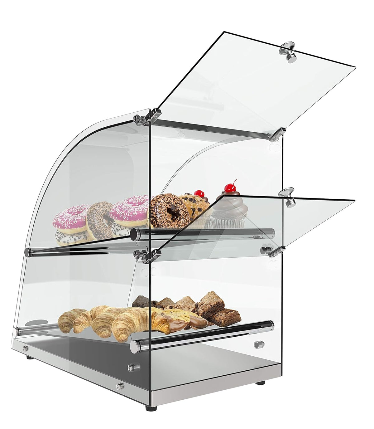 2 Tier Countertop Bakery Display Case with Curved Glass and Rear Door M17914