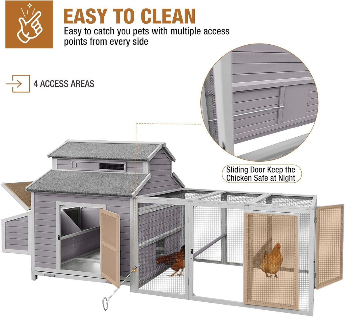 115in Chicken Coop with Run and Nesting Boxes U81548