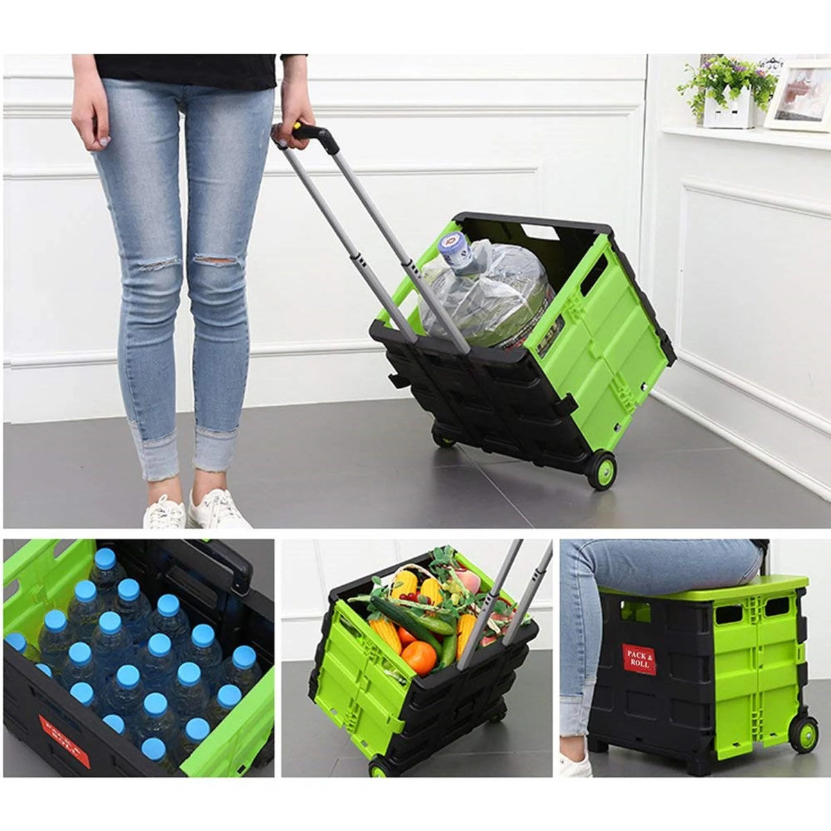 Collapsible Wheeled Rolling Cart 15 x 16 x 14.5 inch Y844
