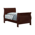 Red Brown Twin Low Profile Sleigh Bed W4022