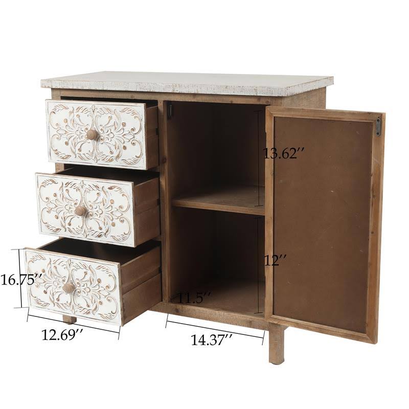 Rustic Wood Floral Accent Cabinet Q66326