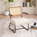Upholstered Accent Chair with Cane Backrest and Metal Frame U378