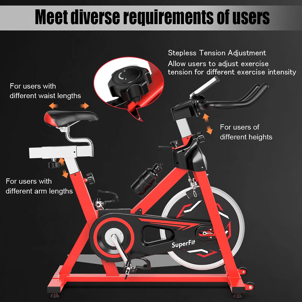 Indoor Fitness Cycling Bike with LCD Monitor Red V710117