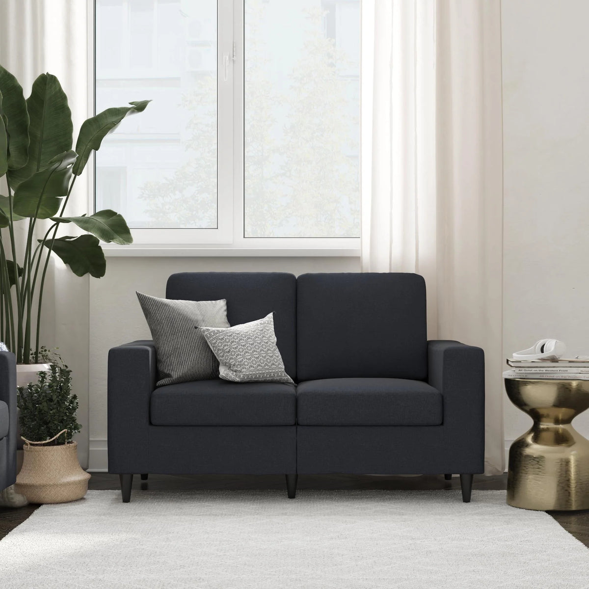 Gray Linen 2 Seater Sofa C94263