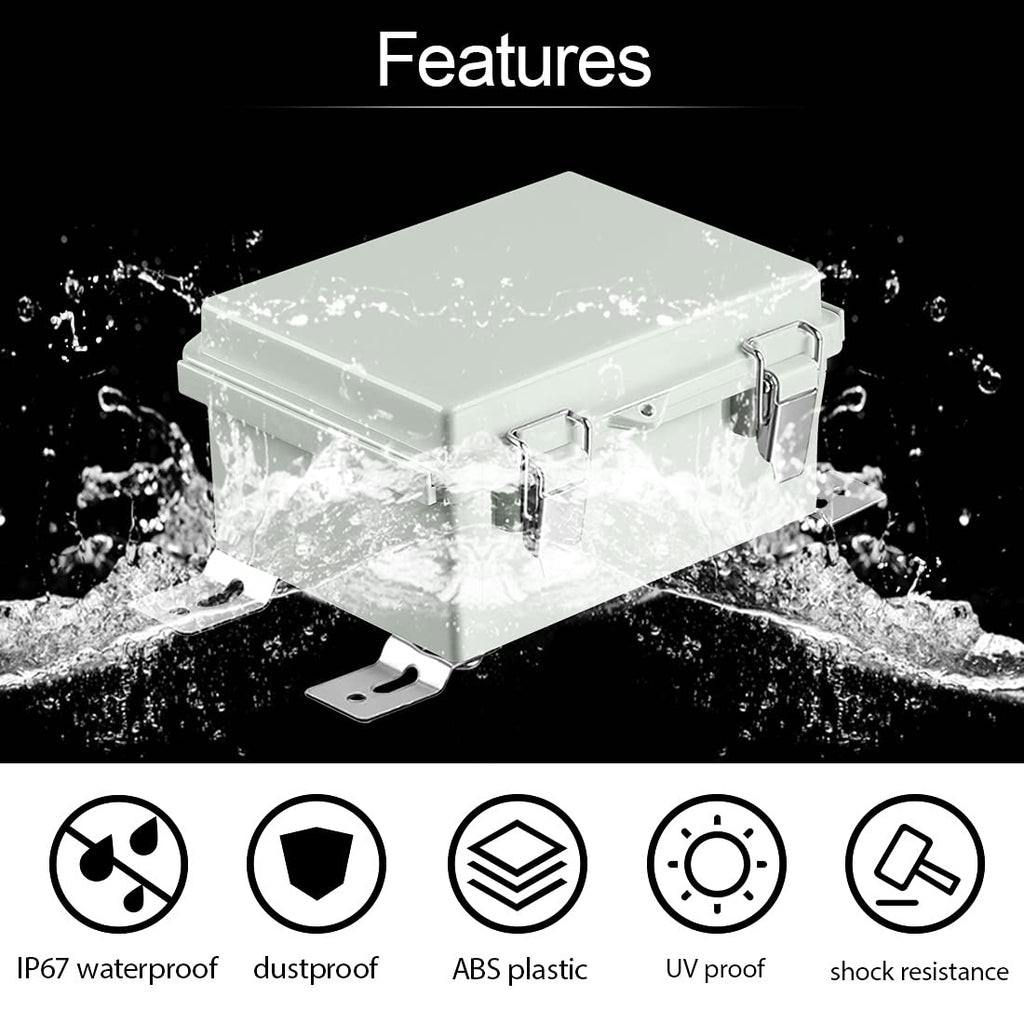 ABS IP67 Waterproof Junction Box with Mounting Plate Pack of 2 Z18826