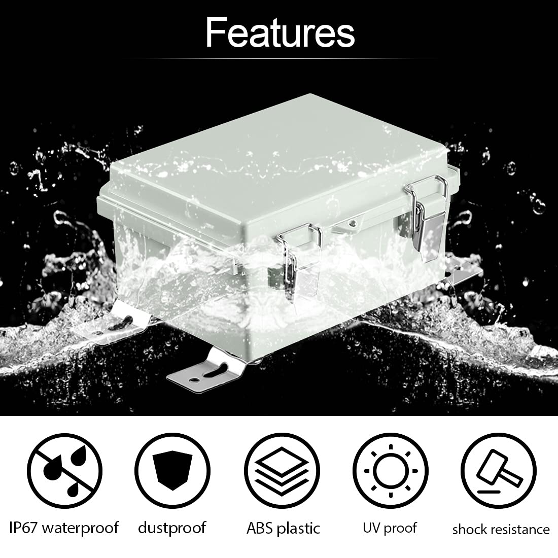 ABS IP67 Waterproof Junction Box with Mounting Plate Pack of 2 Z18826