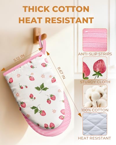 100% Cotton Mini Oven Mitts Set with Silicone Grips P984