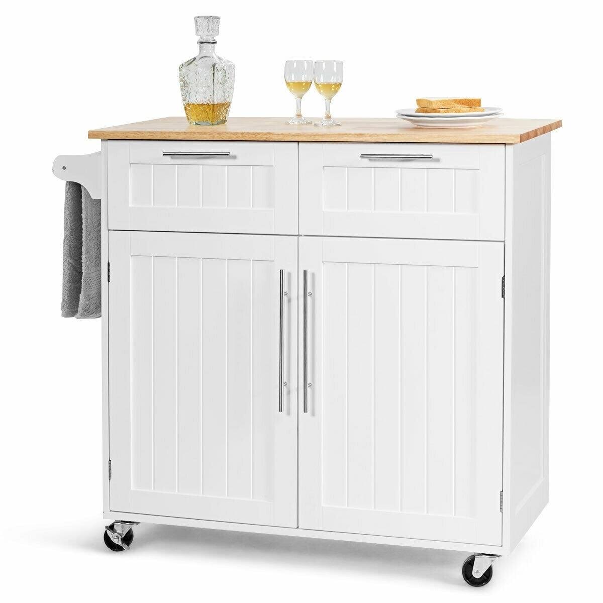 White Rolling Kitchen Cart U3526