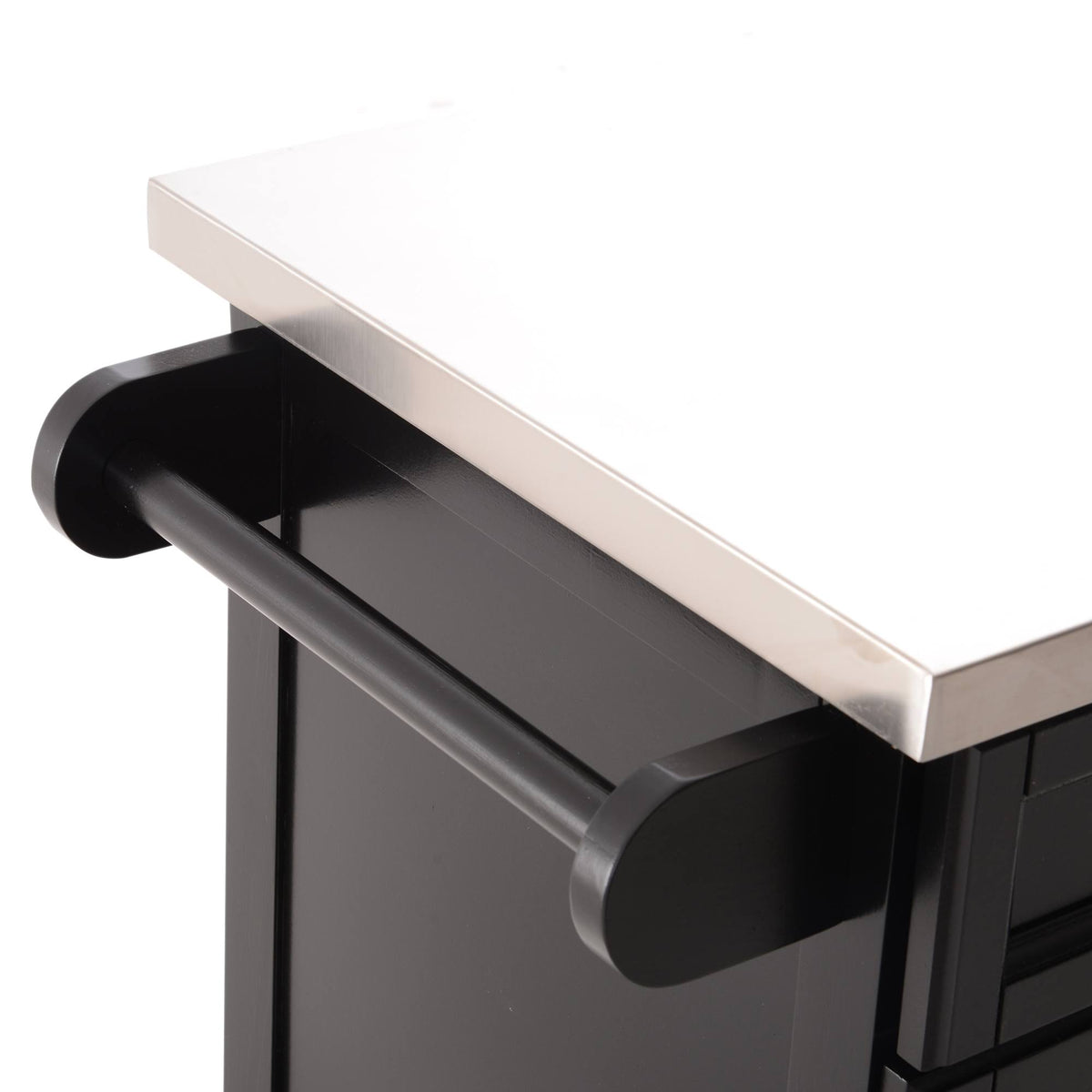 Wood Stainless Steel Rolling Kitchen Island Utility Cart G633396