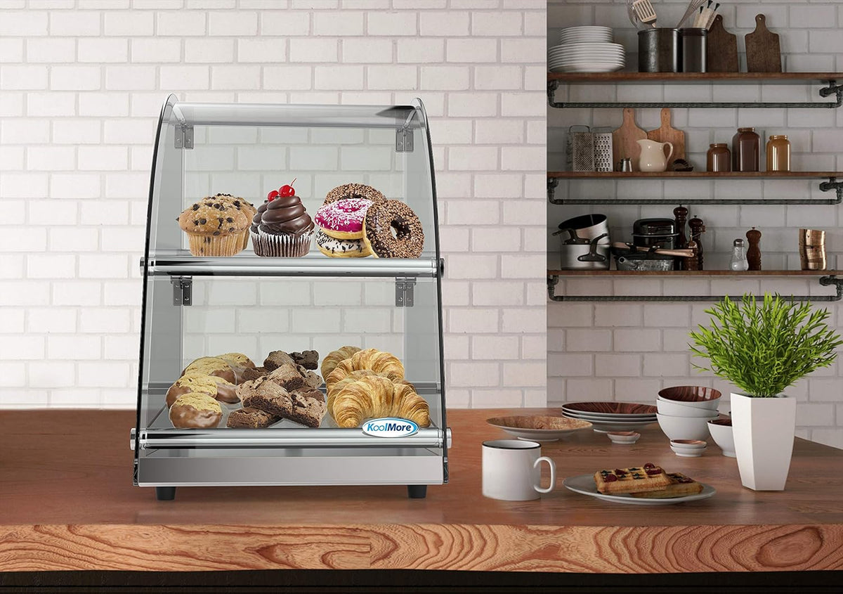 2 Tier Countertop Bakery Display Case with Curved Glass and Rear Door M17914