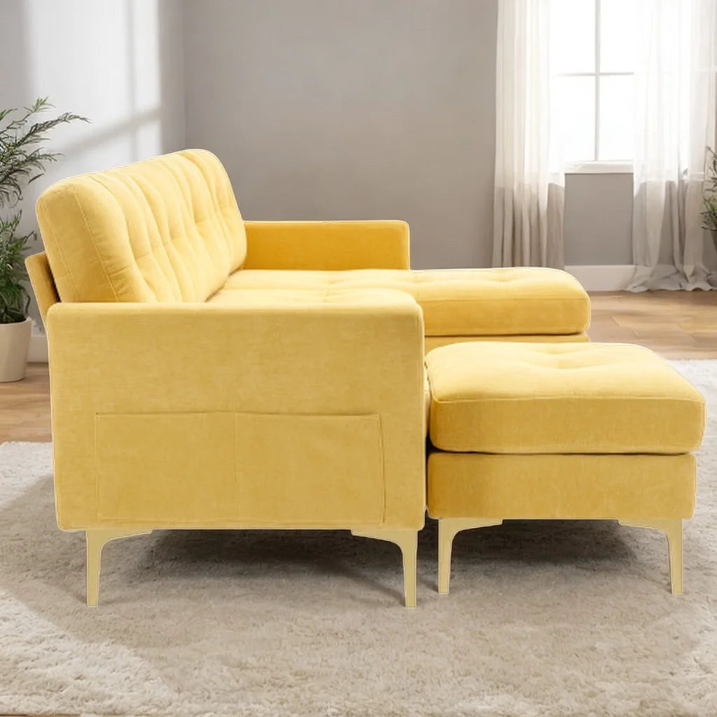 110" L-Shape Convertible Sectional Sofa with Movable Ottoman F409474