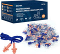 100 Pairs Silicone Corded Ear Plugs NRR 27dB Reusable Orange H69459