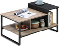 Lift Top Coffee Table with 2-Level Tabletop, Industrial Wood Coffee Table with Metal, 31.5" N1156