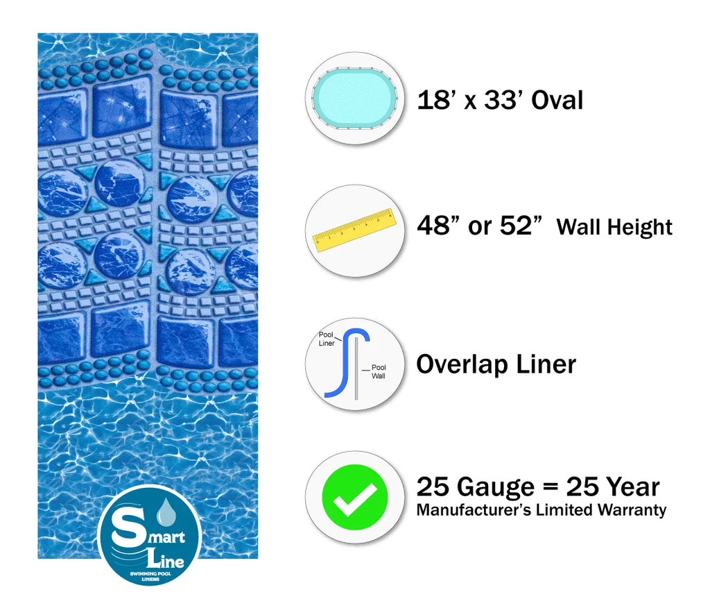 18' x 33' Oval Overlap Pool Liner F1035