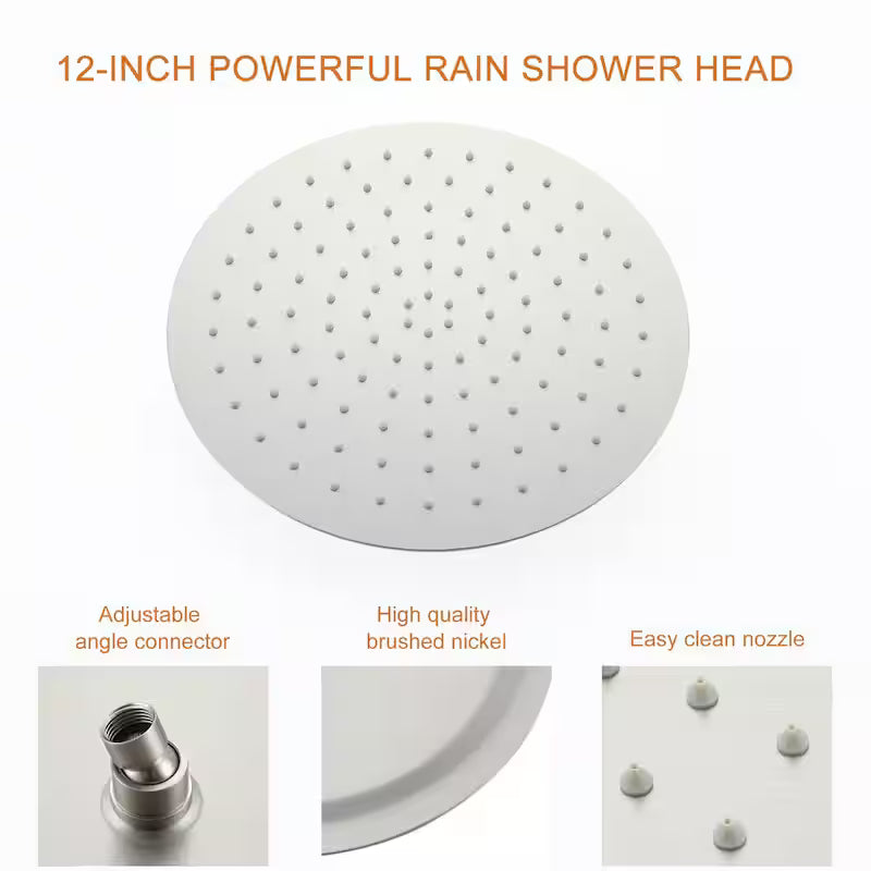 Wall Mount Dual Shower Heads with Valve in Brushed Nickel I64936