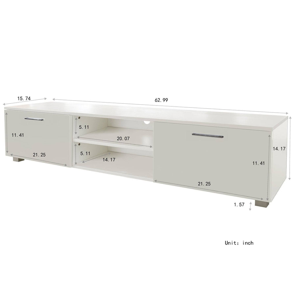 Black TV Stand with Storage Cabinet and Open Shelves T9121