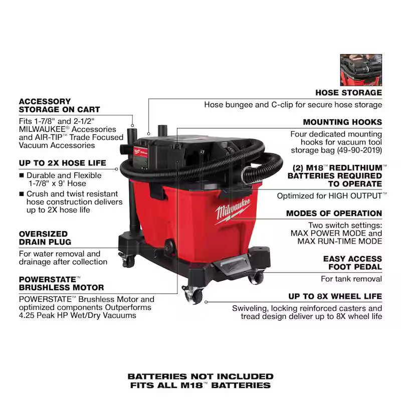 9 Gal. Cordless Wet/Dry Shop Vacuum with Automotive Kit U883