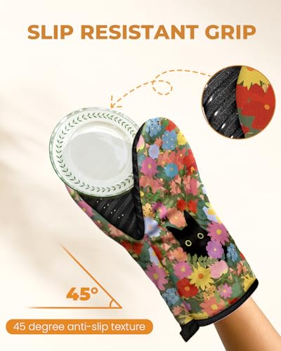 100% Cotton Mini Oven Mitts Set with Silicone Grips P984