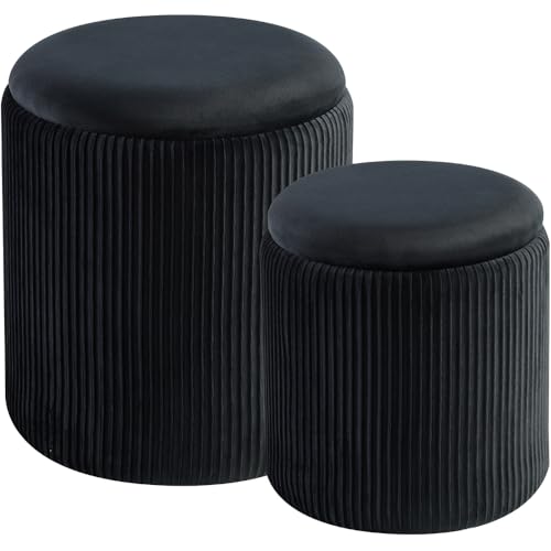 Set of 2 Upholstered Velvet Ottoman with Storage X8926