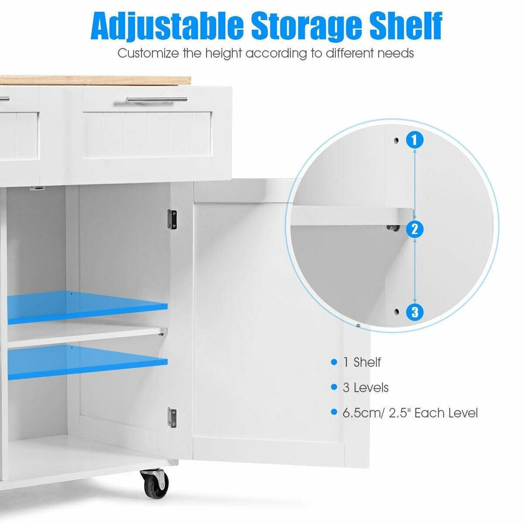 White Rolling Kitchen Cart U3526