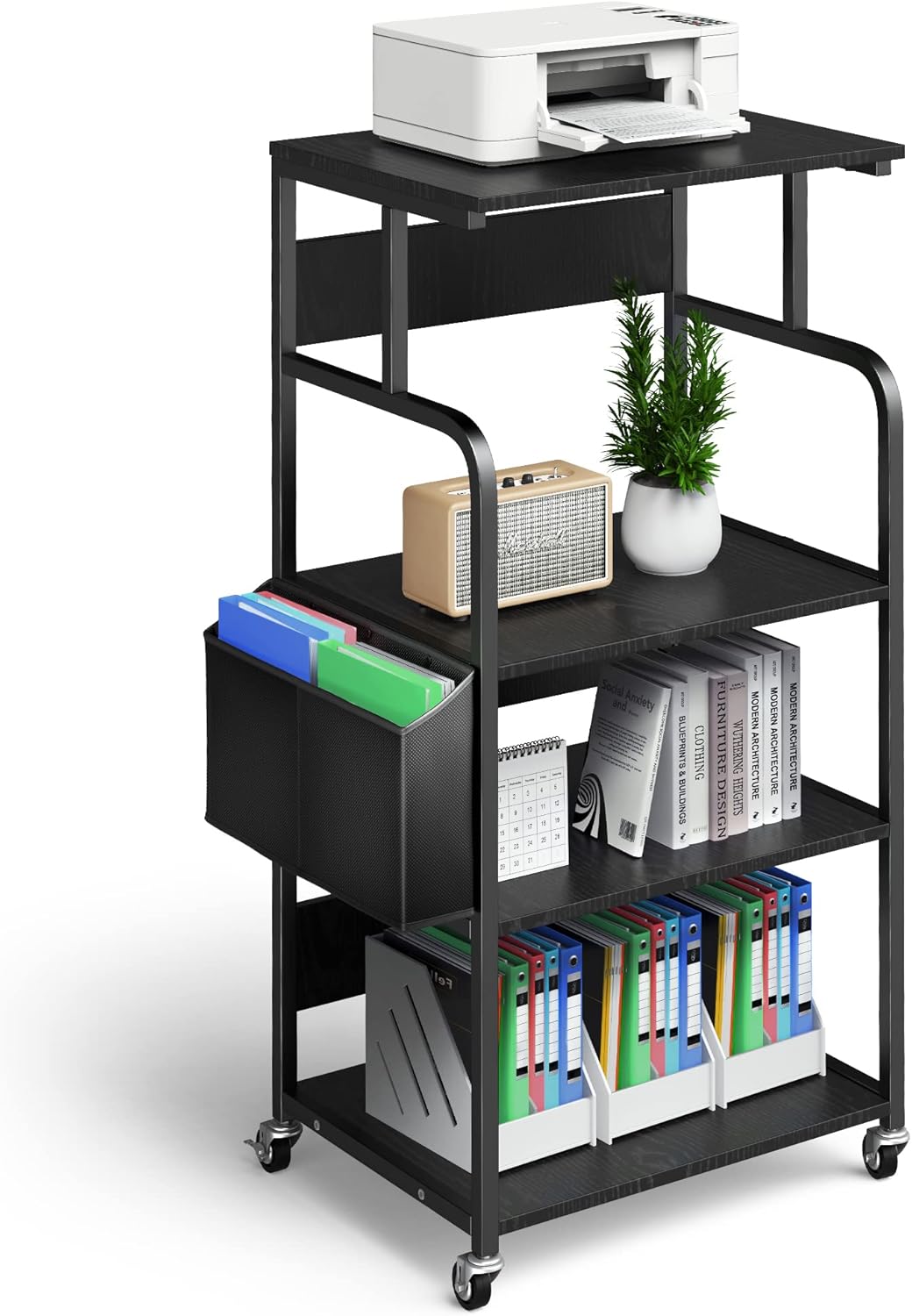 4 Tier Mobile Printer Stand with Storage Bag Y431
