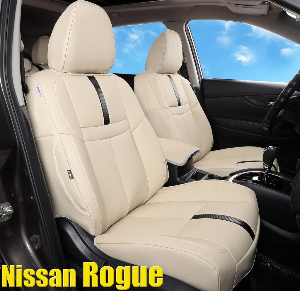 Custom Car Seat Covers Waterproof Faux Leather Beige U4897