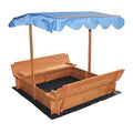 Brown Convertible Outdoor Sandbox with Canopy E368642