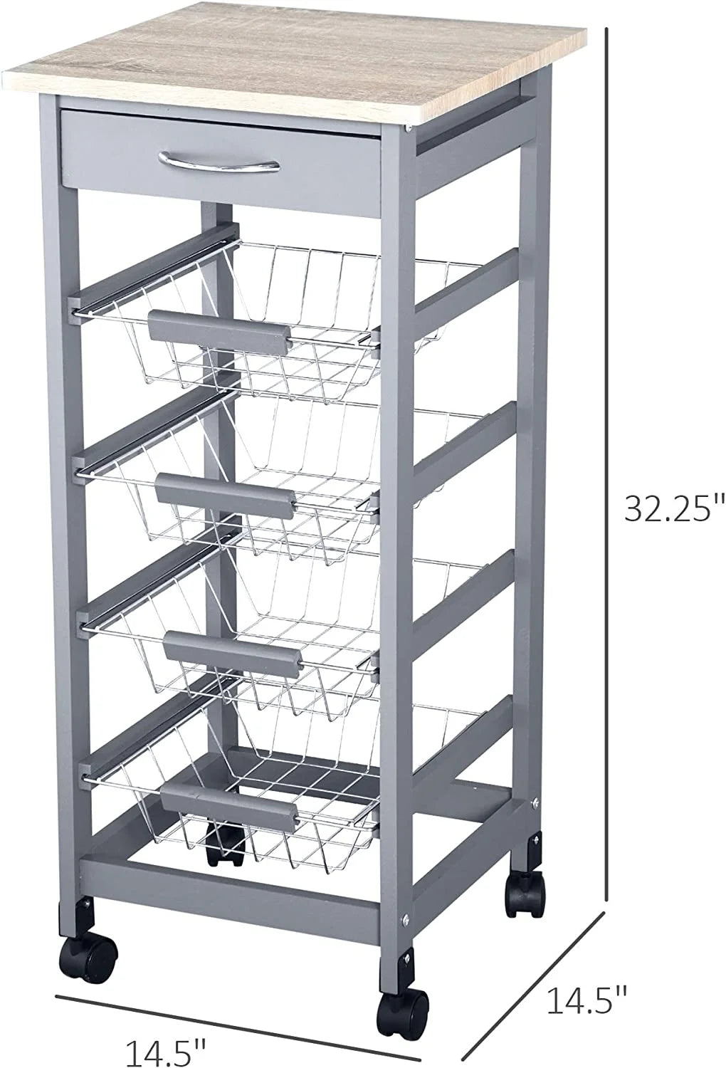 Gray Rolling Kitchen Cart with Storage M20628