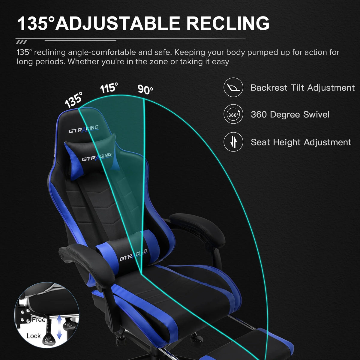 White Gaming Chair with Footrest S282