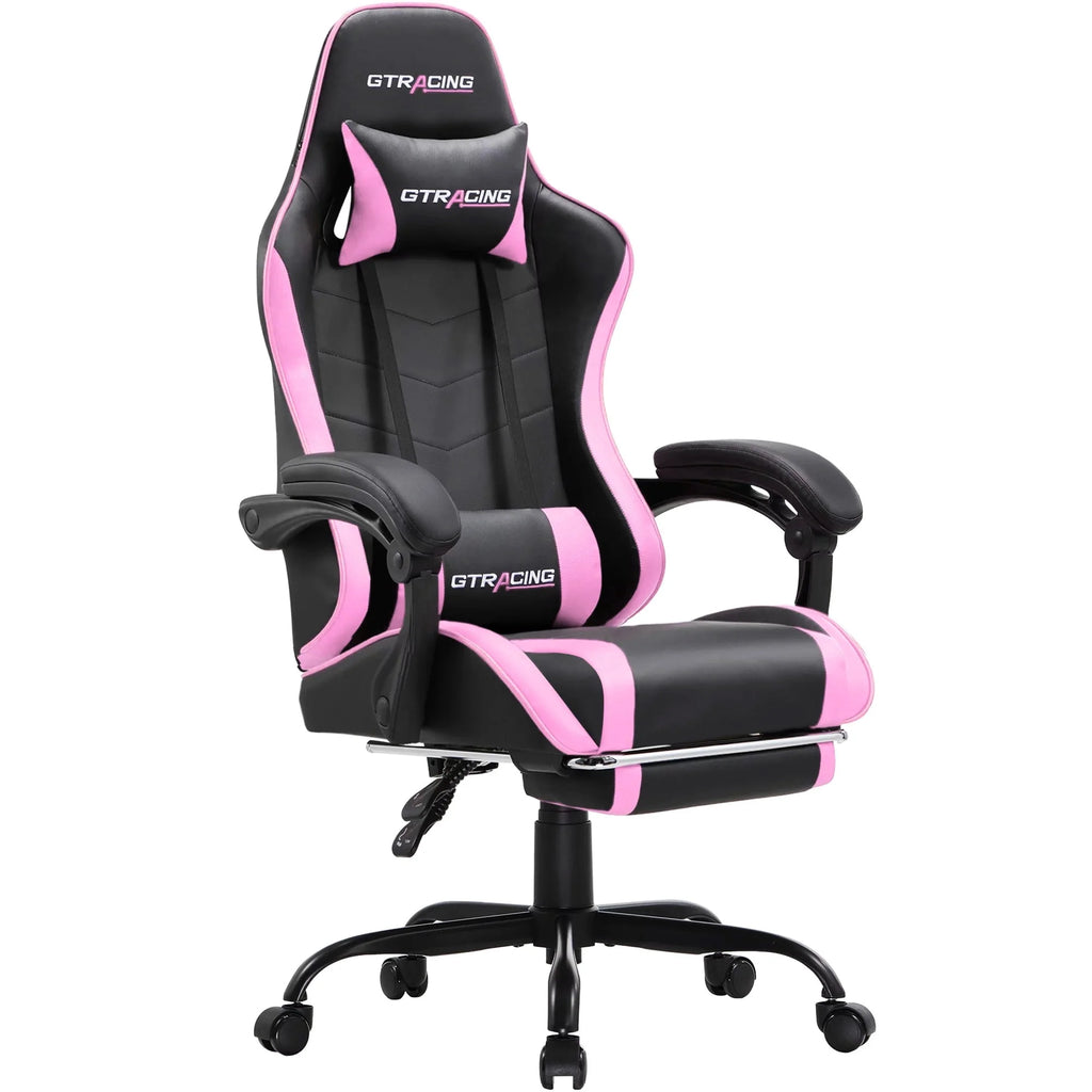 White Gaming Chair with Footrest S282