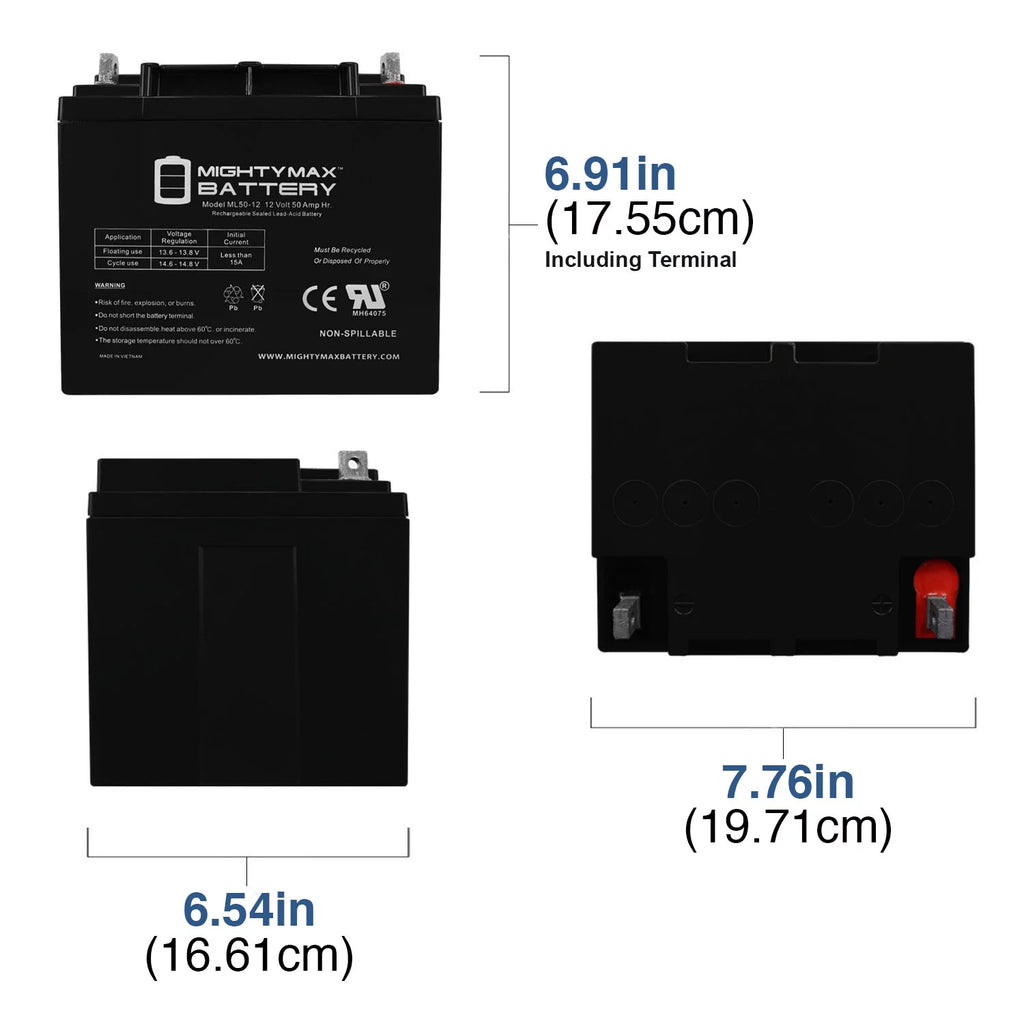 12V 50AH Replacement Battery W7226