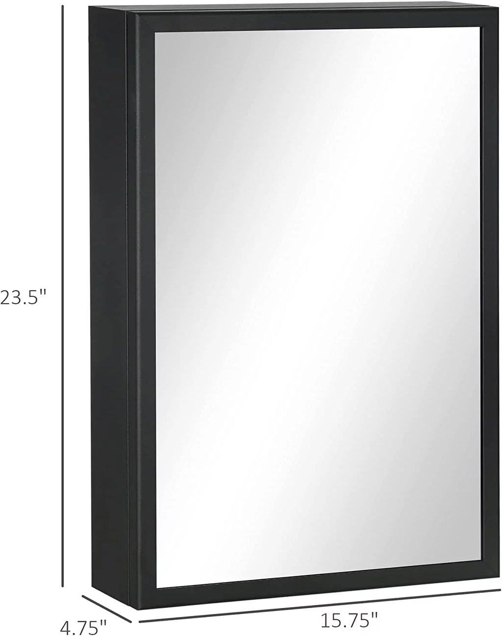 Black Stainless Steel Wall-Mounted Medicine Cabinet with Mirror Y218666