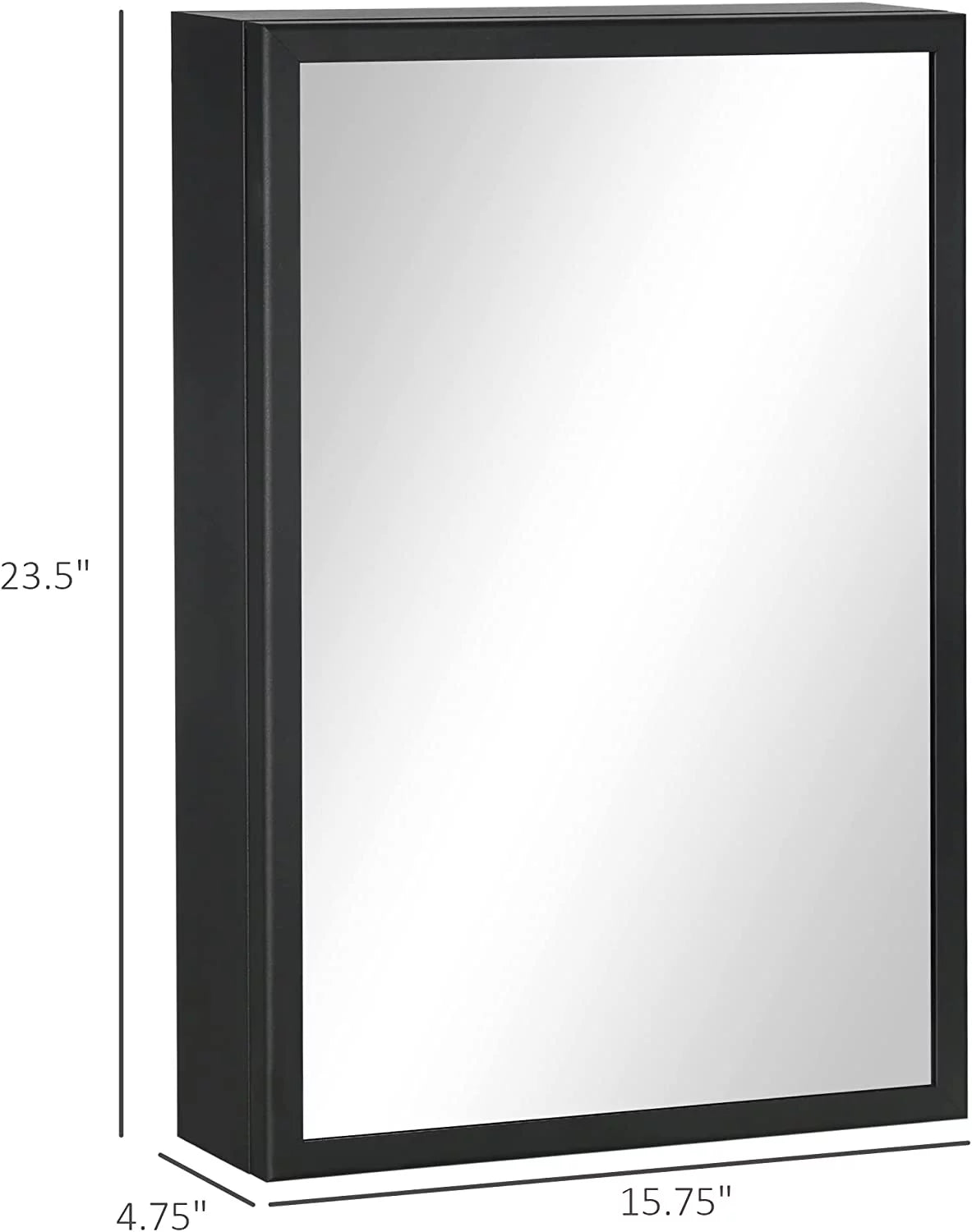 Black Stainless Steel Wall-Mounted Medicine Cabinet with Mirror Y218666