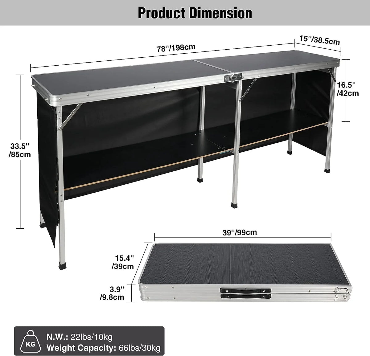 Portable Bar Table with Storage Shelf Q18670