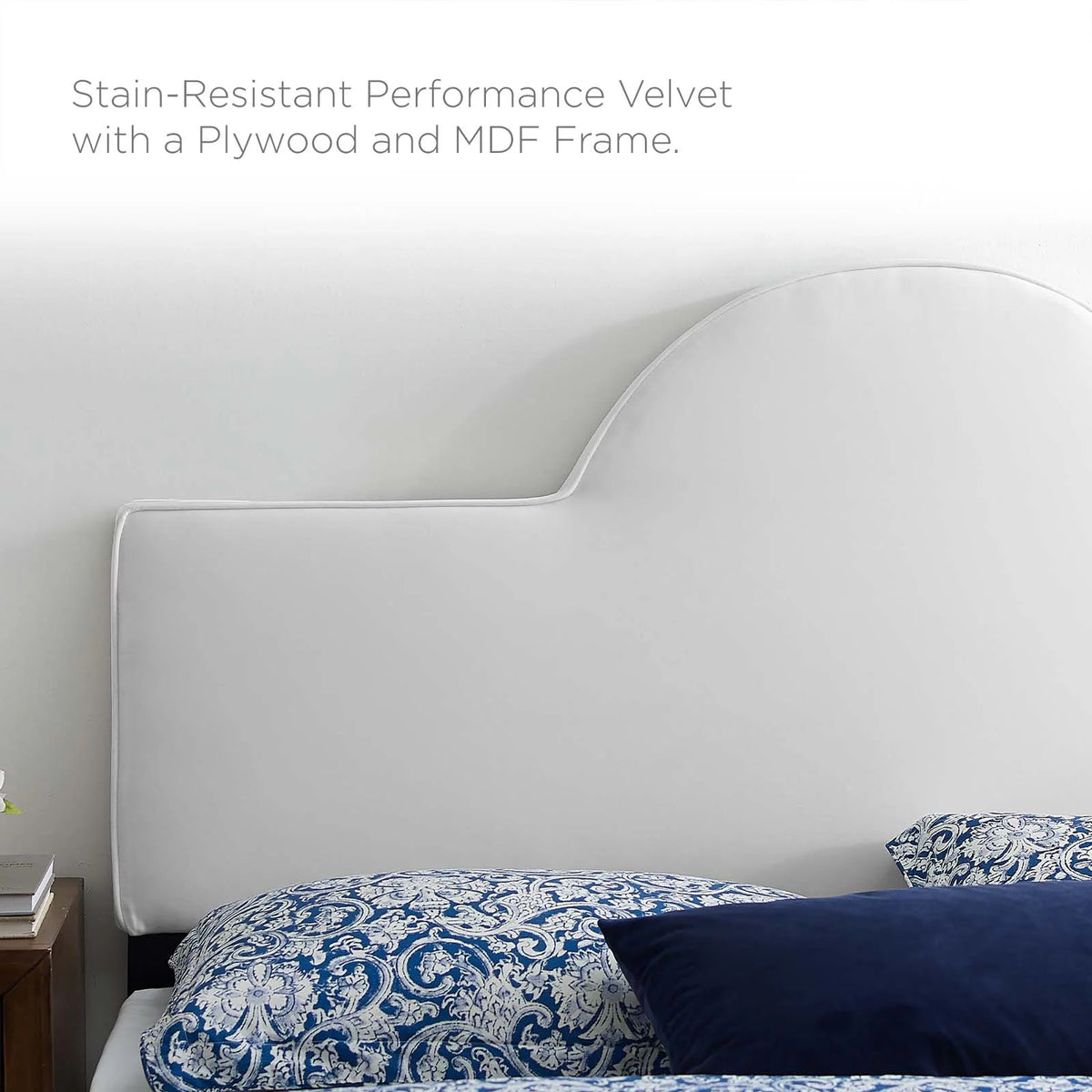 King/California King White Velvet Headboard O494