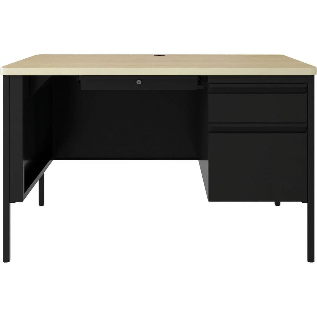 Black & Maple Single-Pedestal Desk N100