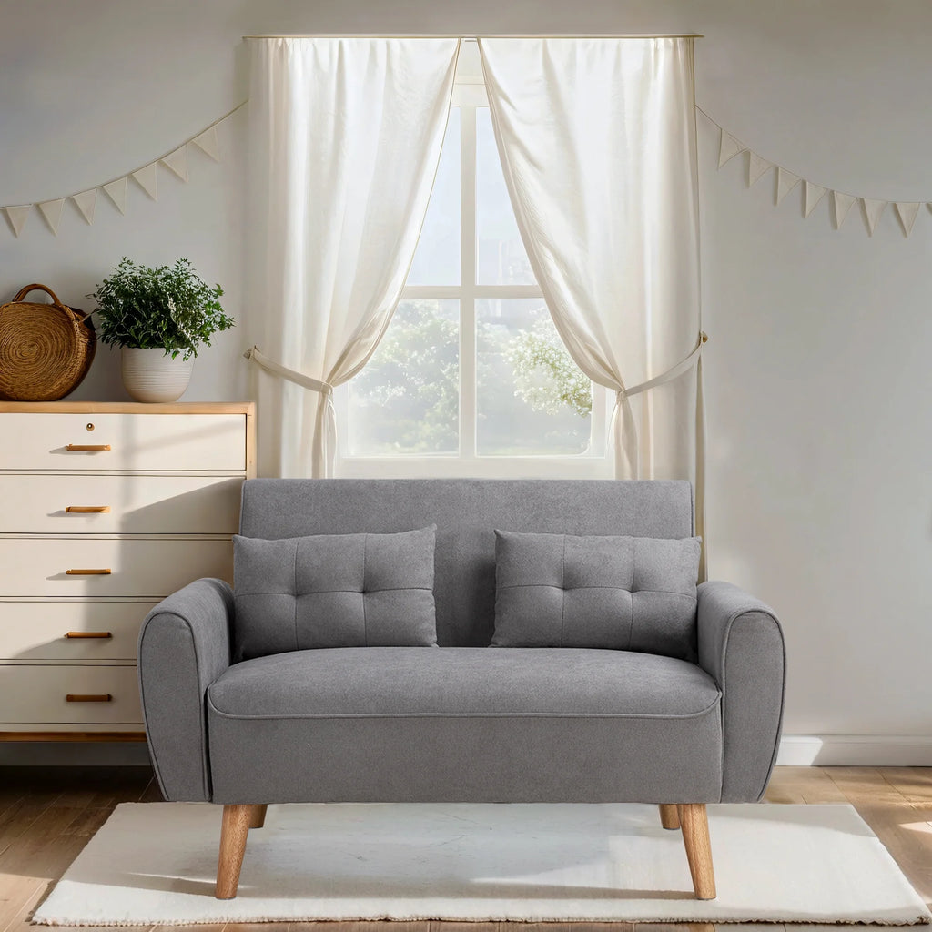 Dark Grey Fabric Upholstered 2-Seat Sofa T645836