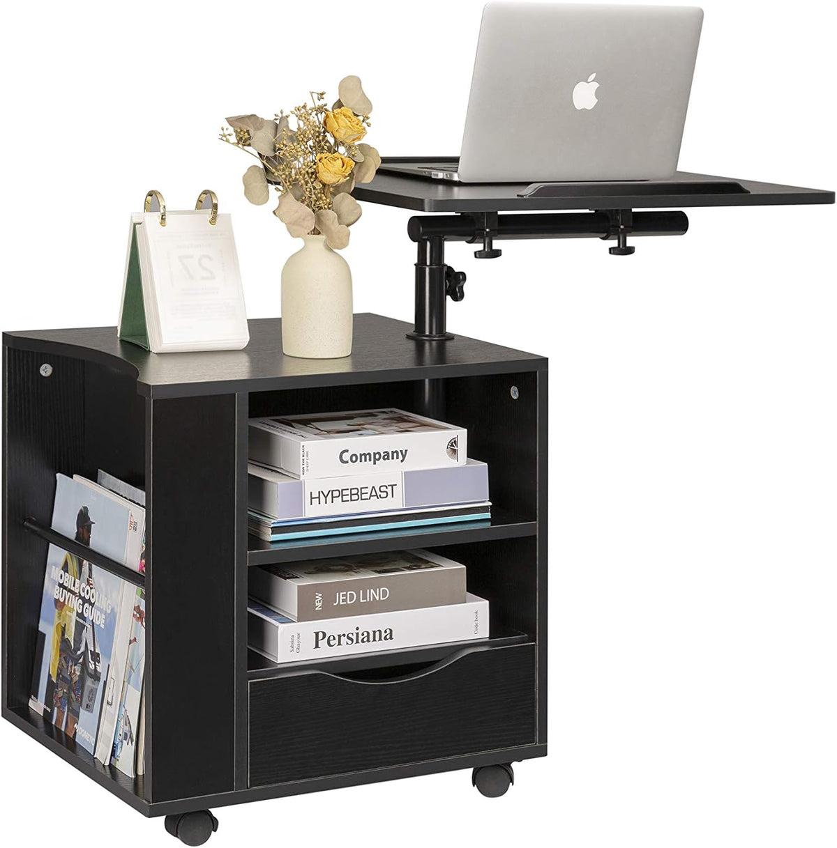 Black Wooden Nightstand with Drawers H924210