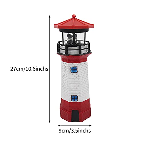 Solar Rotating LED Lighthouse Light Waterproof Statue Q147