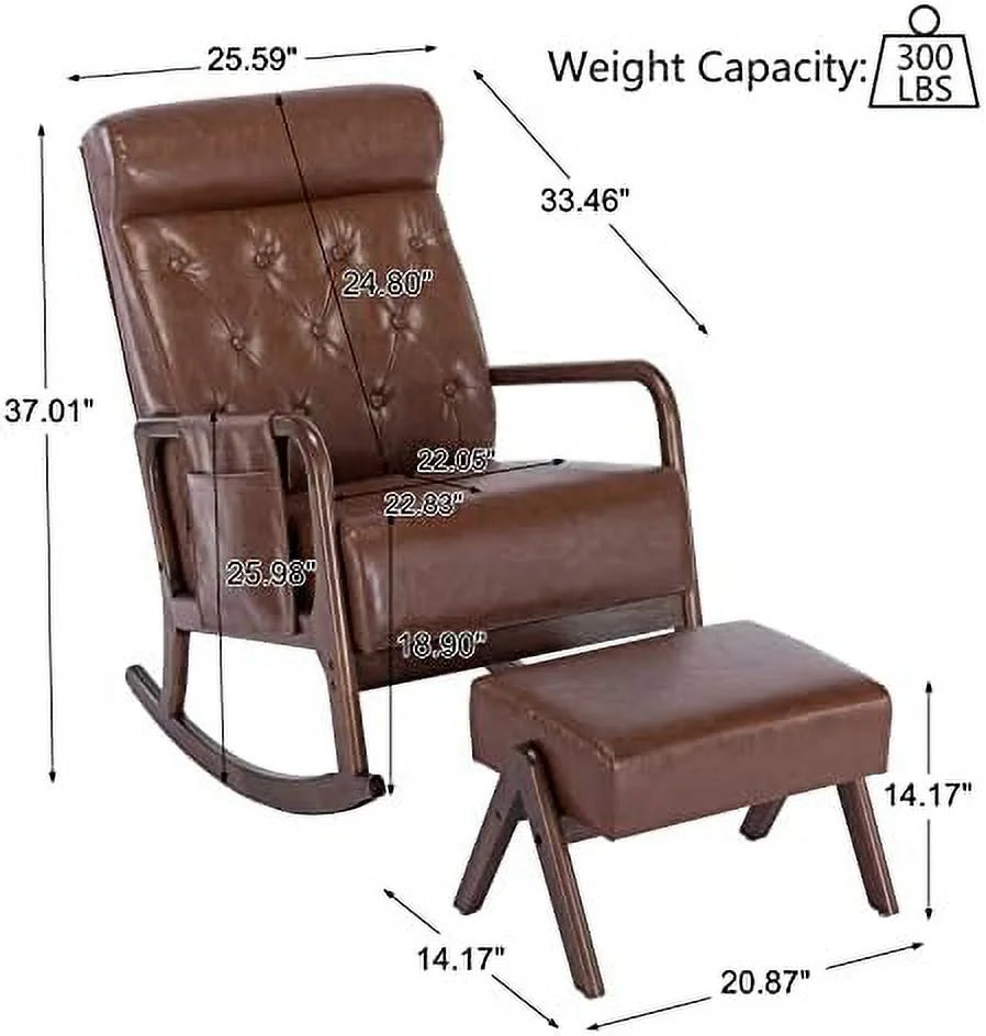 Mid-Century Upholstered Glider Rocker with Ottoman S18926