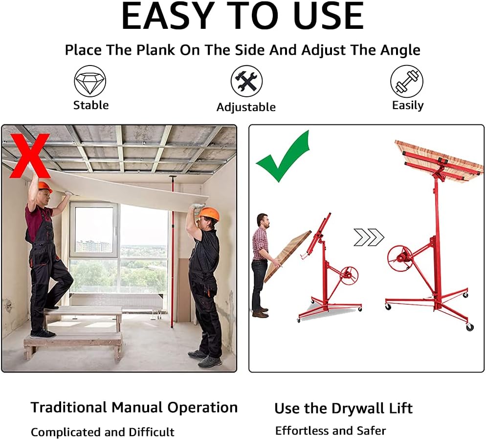 11'' Drywall Lift Panel Hoist with Adjustable Telescopic Arm U470464