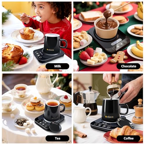 36W Electric Smart Coffee Mug Warmer Set with Timer, Black 14oz O88534